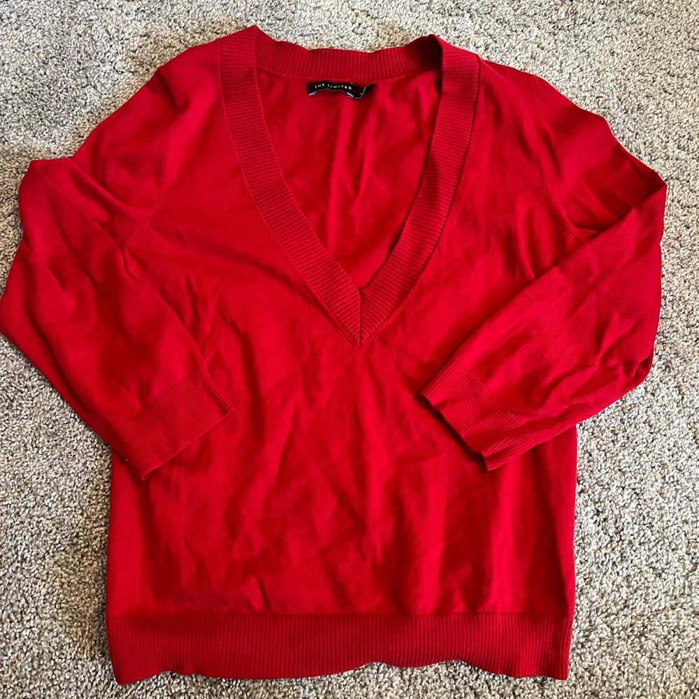 The Limited red v-neck sweater size medium